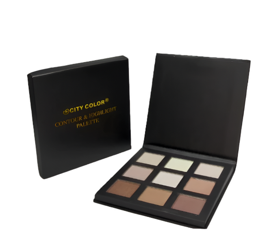 City Color contour and highlight palette with nine shades in an open black case.