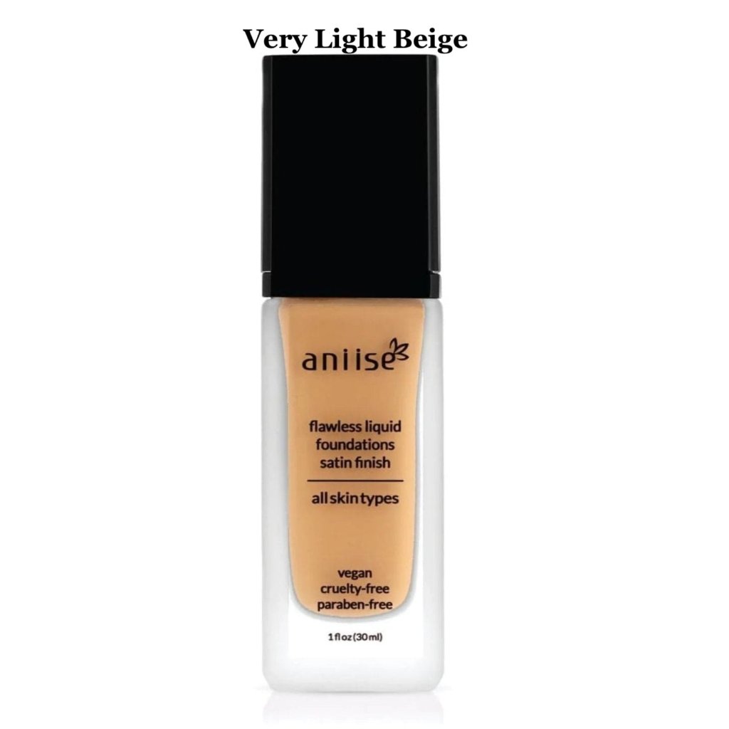 Aniise Very Light Beige liquid foundation with satin finish. Vegan, cruelty-free, paraben-free, suitable for all skin types.