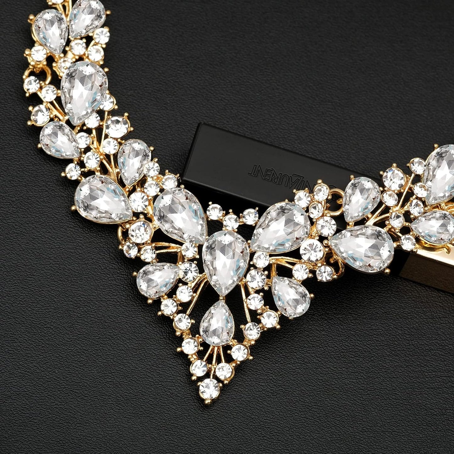 4 Pcs/Set Austrian Crystal Necklace Earrings Bracelet Ring Bridal Jewelry Sets for Brides Wedding Party Costume Accessories Gifts for Women