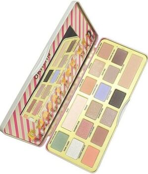 Colorful eyeshadow palette with retro candy shop design