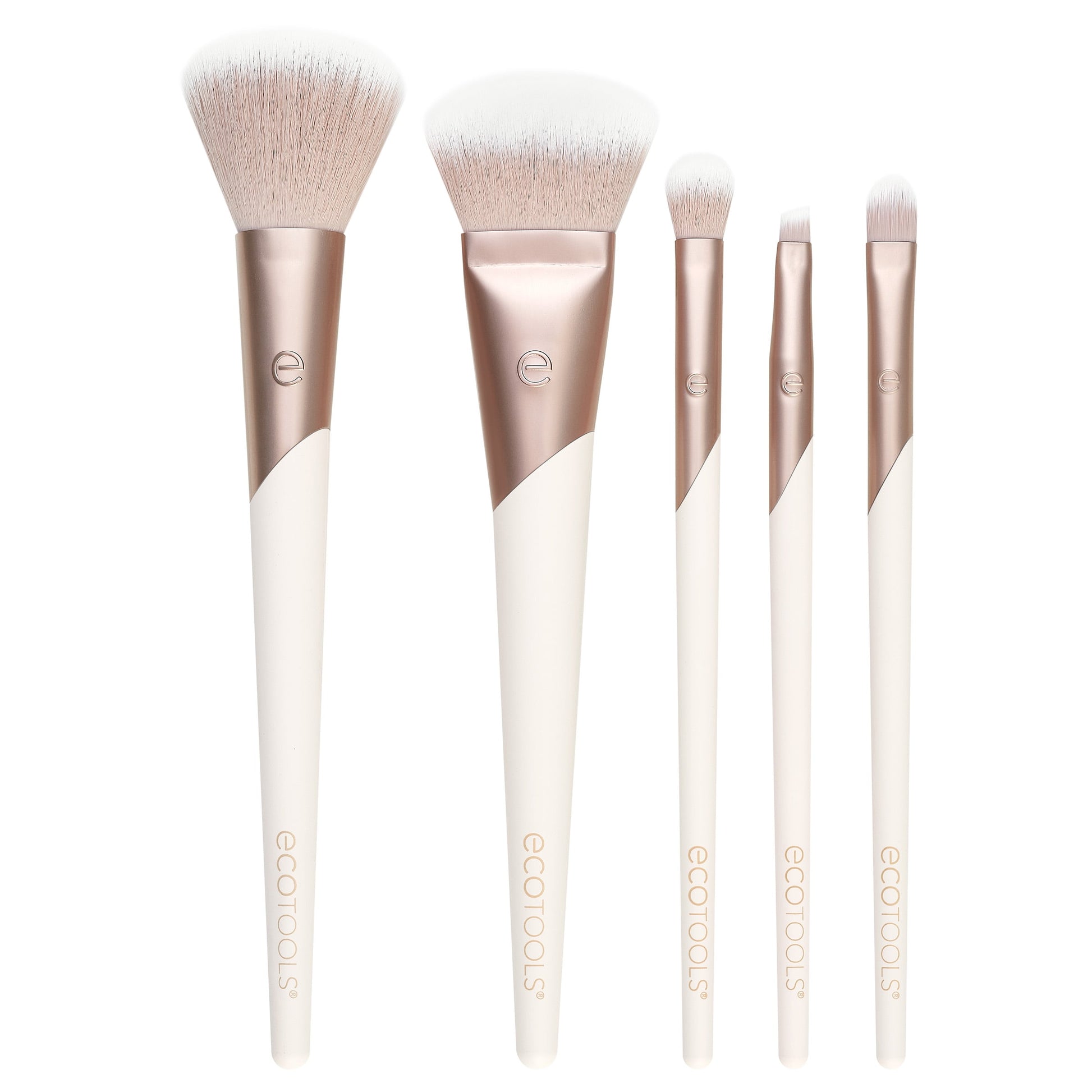 Luxe Natural Elegance Professional Face Makeup & Foundation Brush Set, for Face, Cheek, and Eye Makeup, 5 Piece Set
