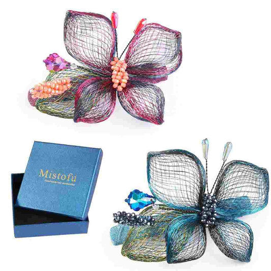 Chic handmade hair clips for women by Mistofu, featuring intricate floral designs in vibrant colors, ideal for special occasions.