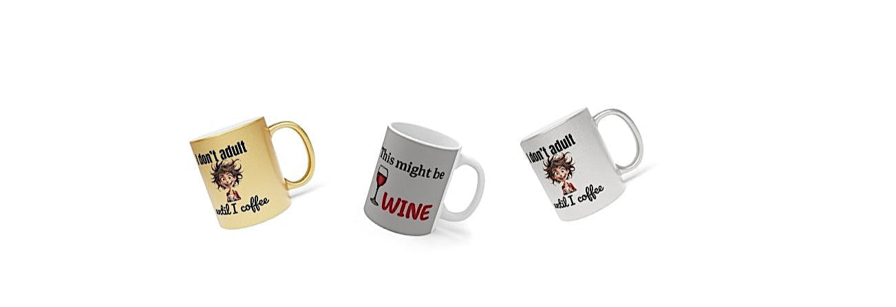 Funny coffee mugs with quotes – wine humor, caffeine jokes – perfect gift for coffee and wine lovers